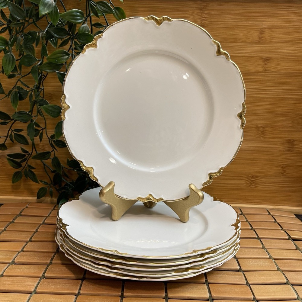 Vintage Johnson Brothers Chantilly Gold Gild Dinner Plate Set of 6 England READ